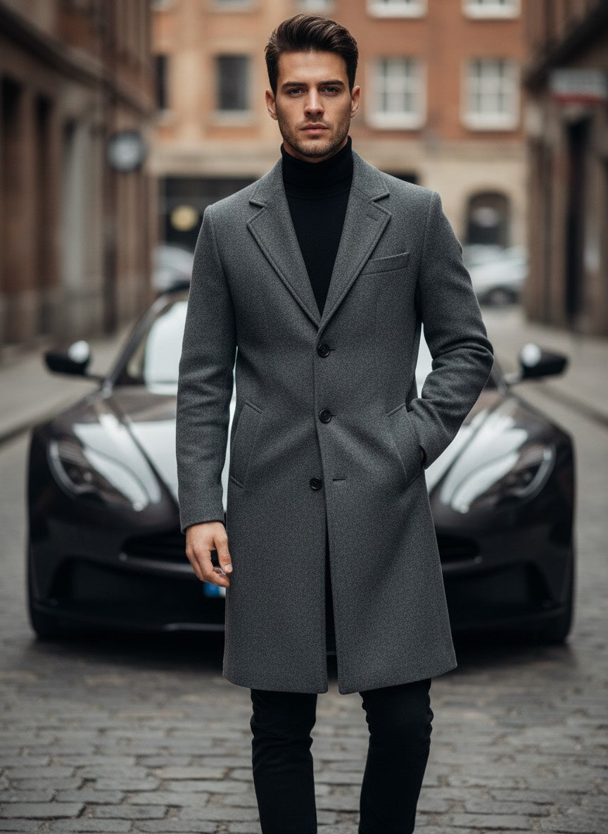 Elegant Men's Winter Wool Trench