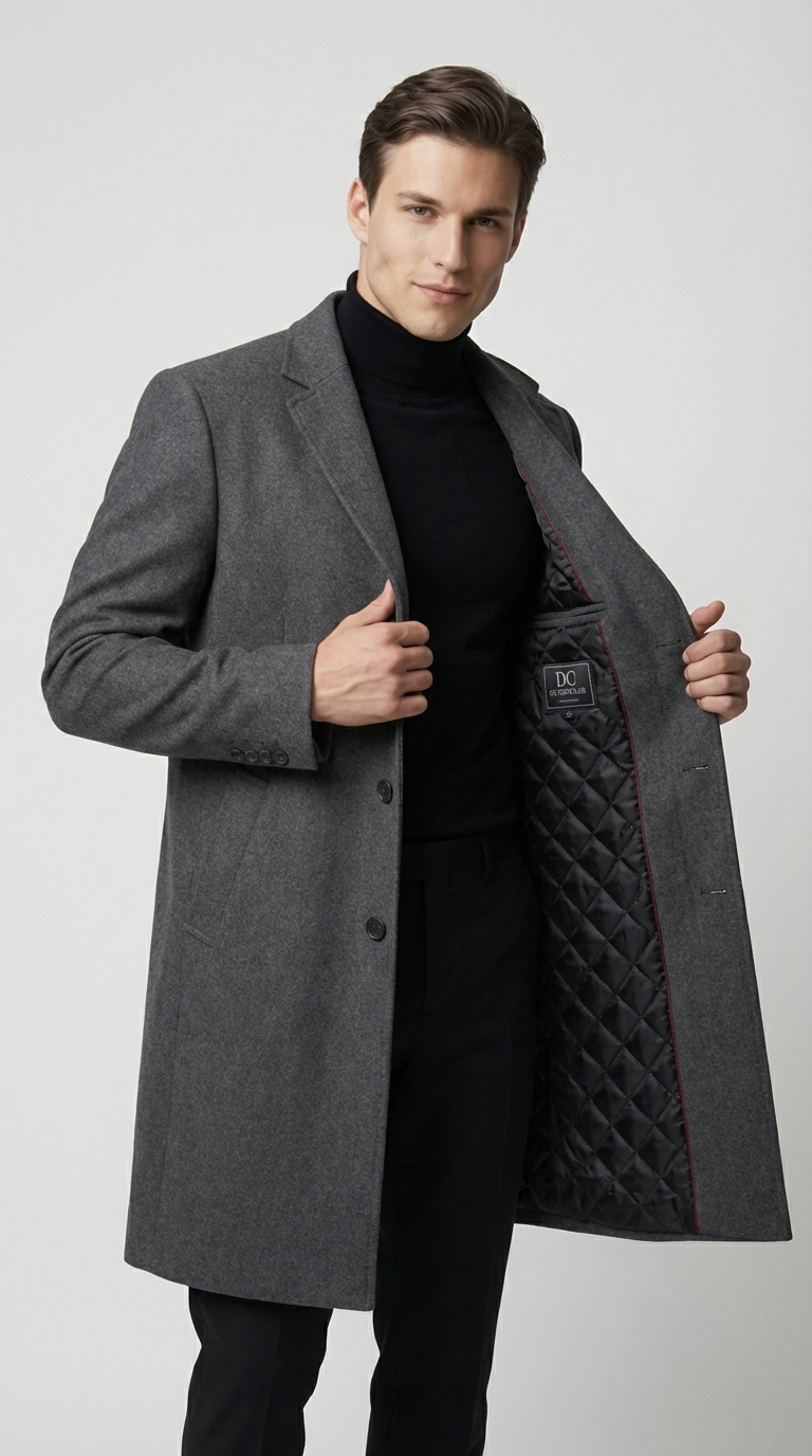 Elegant Men's Winter Wool Trench