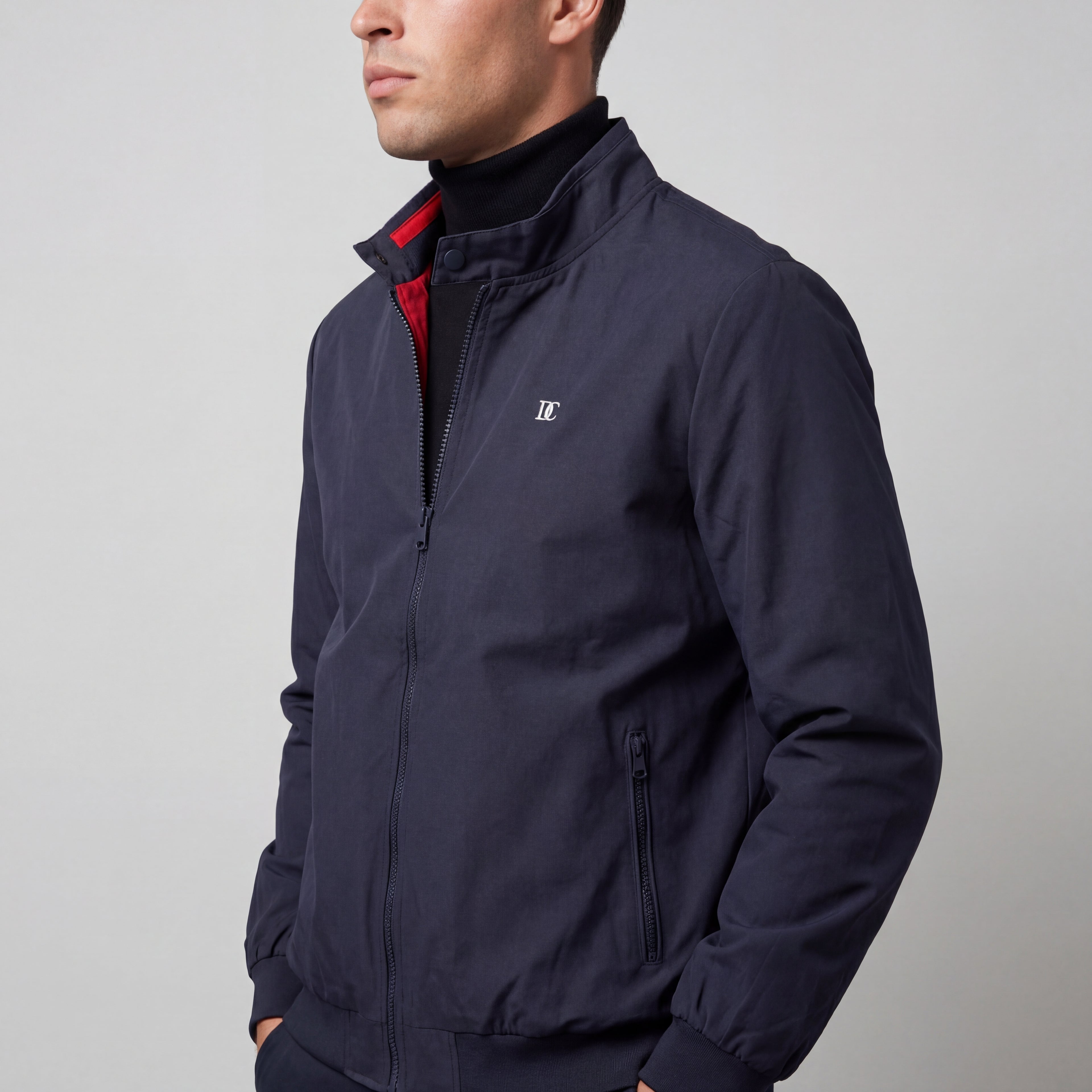 District Capital Essential Zip Jacket – Navy Blue